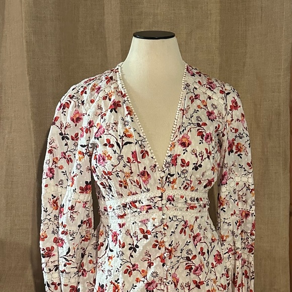 Anthropologie floral lace button front long sleeve blouse - Picture 2 of 4